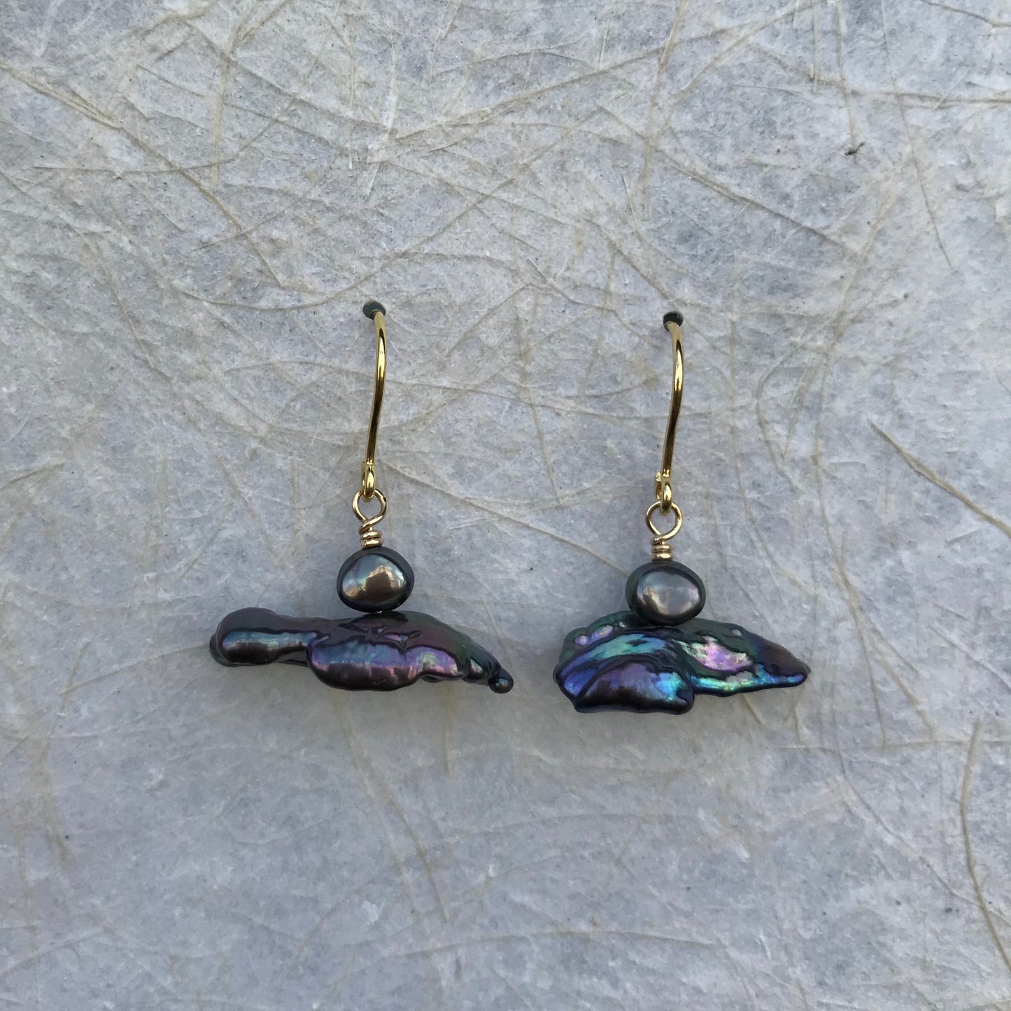 Peacock Biwa Pearl Earrings