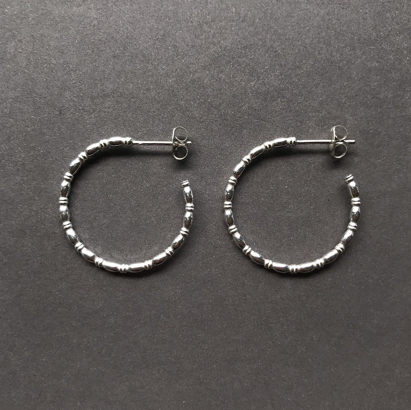 Silver Bamboo Hoops
