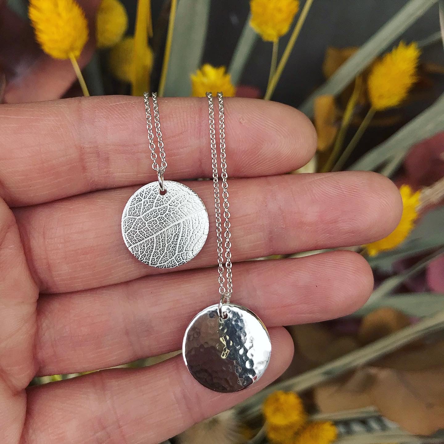 Textured medallion necklace