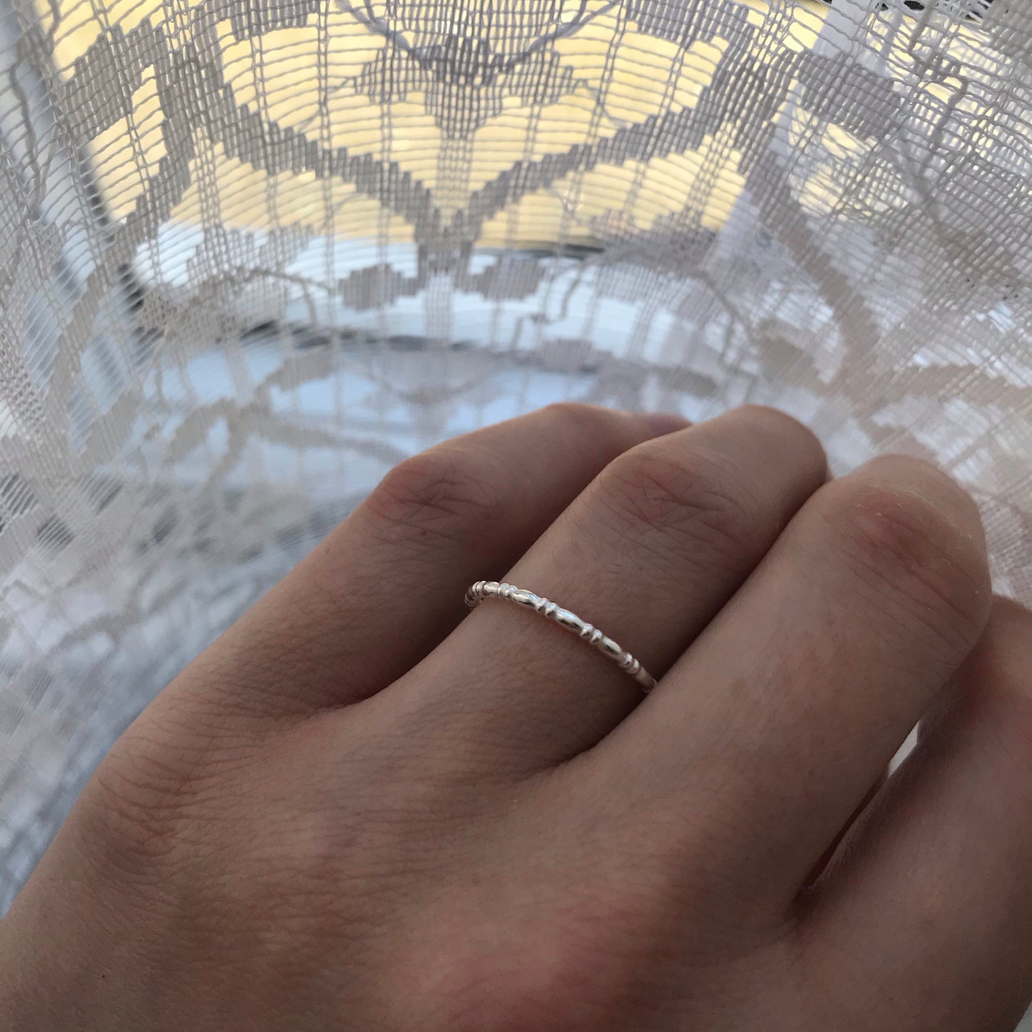 Tiny Silver Bamboo Rings