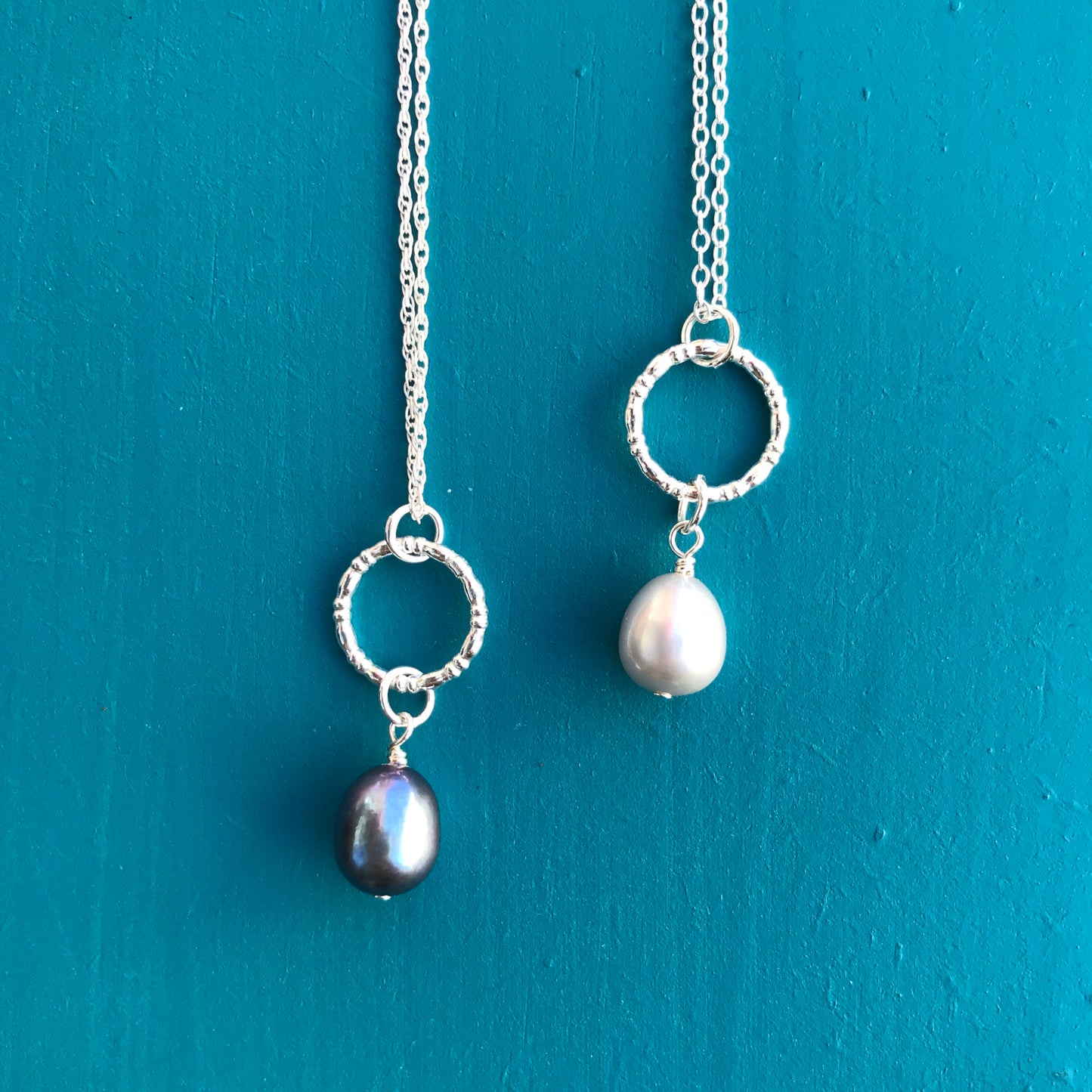 Circle Pendant with Pearl Drop