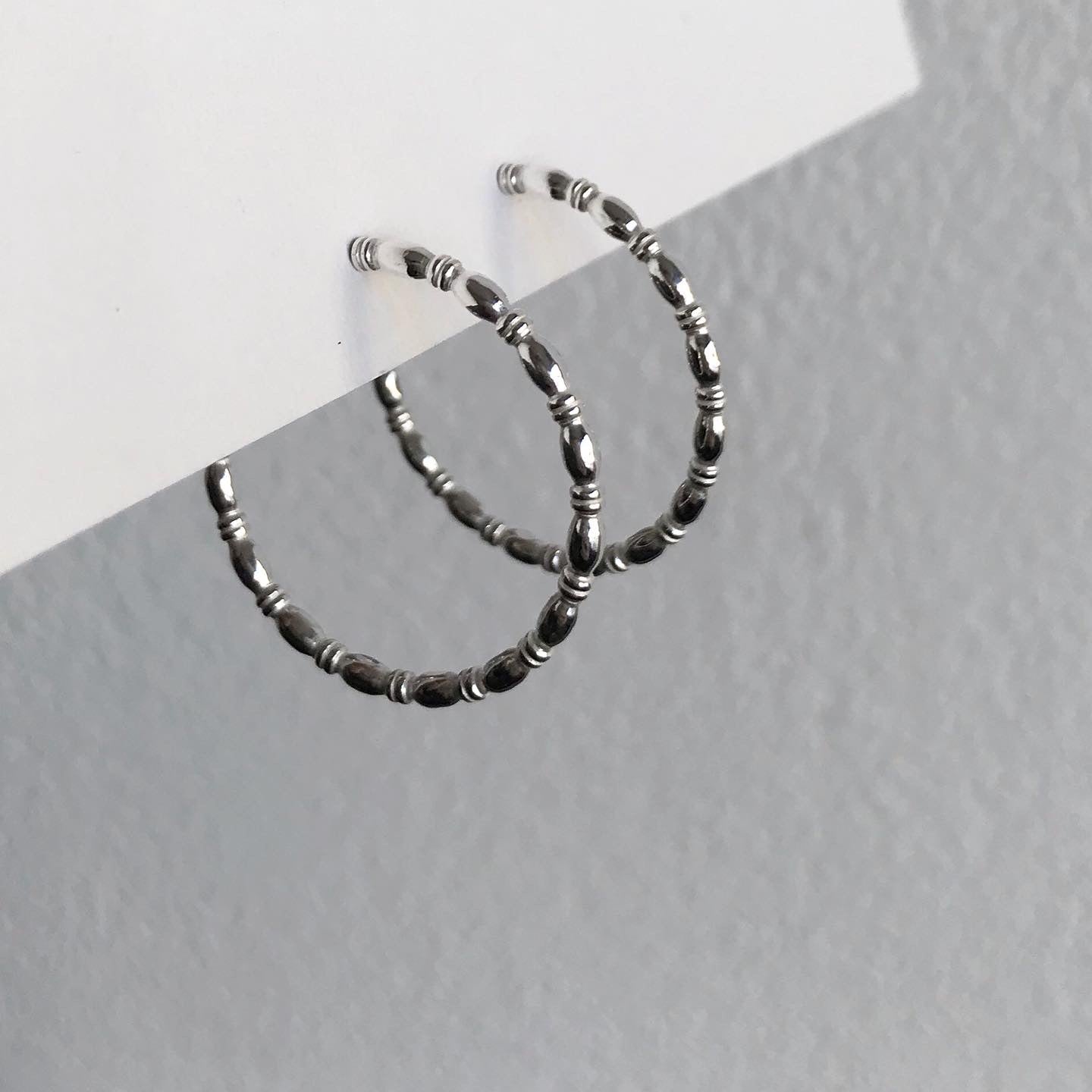 Silver Bamboo Hoops