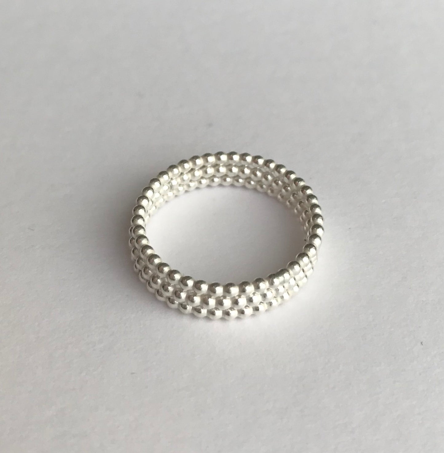 Tiny Silver Ball Rings (stack of three)