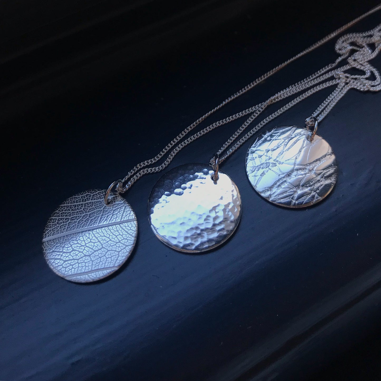 Textured medallion necklace