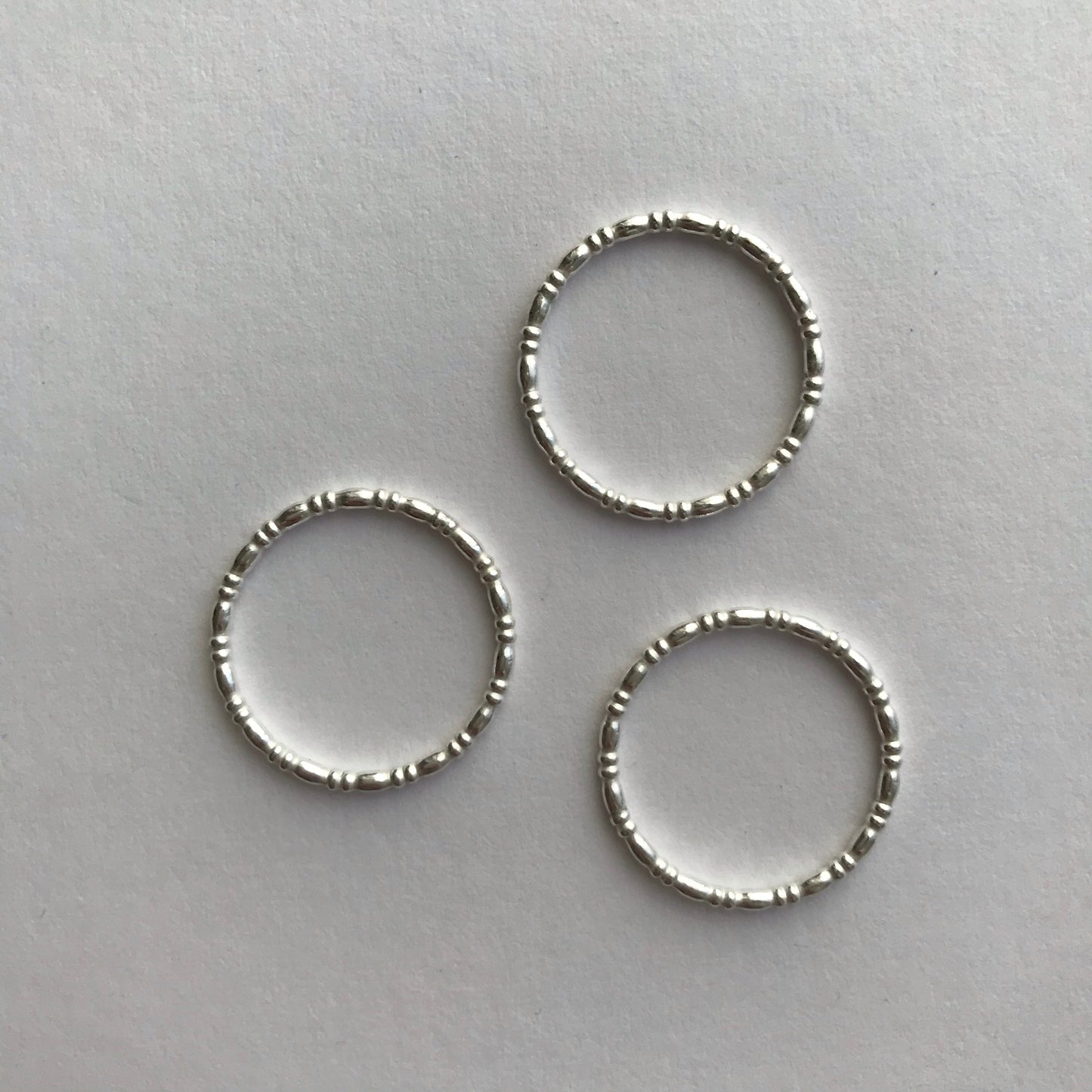 Tiny Silver Bamboo Rings (stack of three)