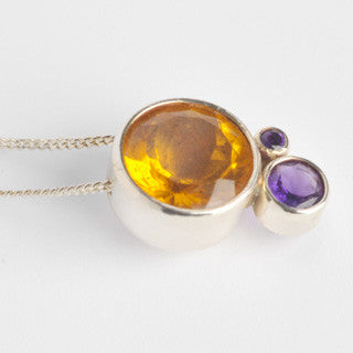 Citrine and Amethyst Contrast Pendant